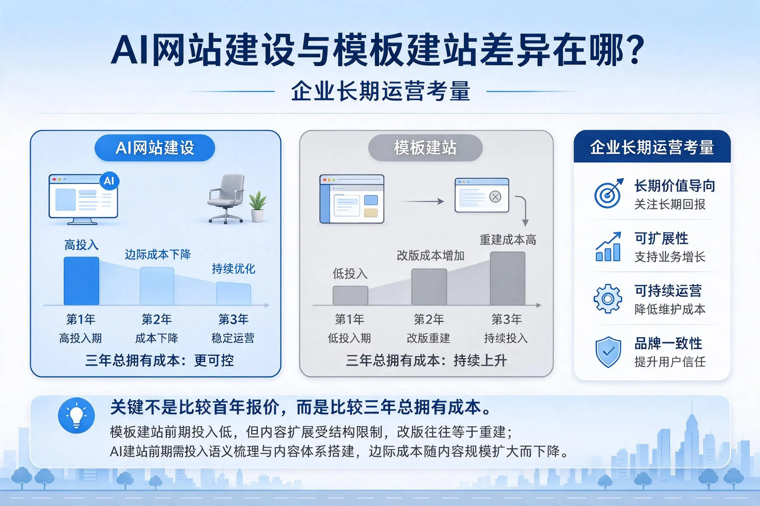 AI网站建设与模板建站差异在哪？随州企业长期运营考量